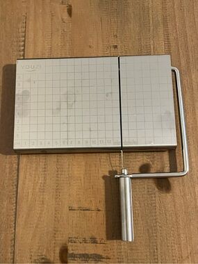 💥 Silver Metal Wire Cheese Wire Slicer Cutter Stainless Handle Cutting Board